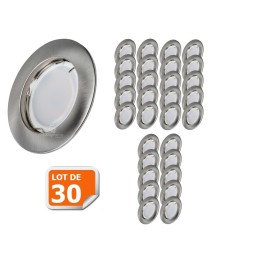 Lot de 30 Spot Led Encastrable Complete Alu Brossé Lumière Blanc Chaud 5W eq.50W ref.763