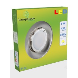 Spot Led Encastrable Complete Alu Brossé Lumière Blanc Chaud 5W eq.50W ref.763