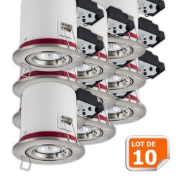 Éclairez votre intérieur comme jamais avec notre lot de 10 spots orientables Inox + ampoules Led 5W blanc chaud!