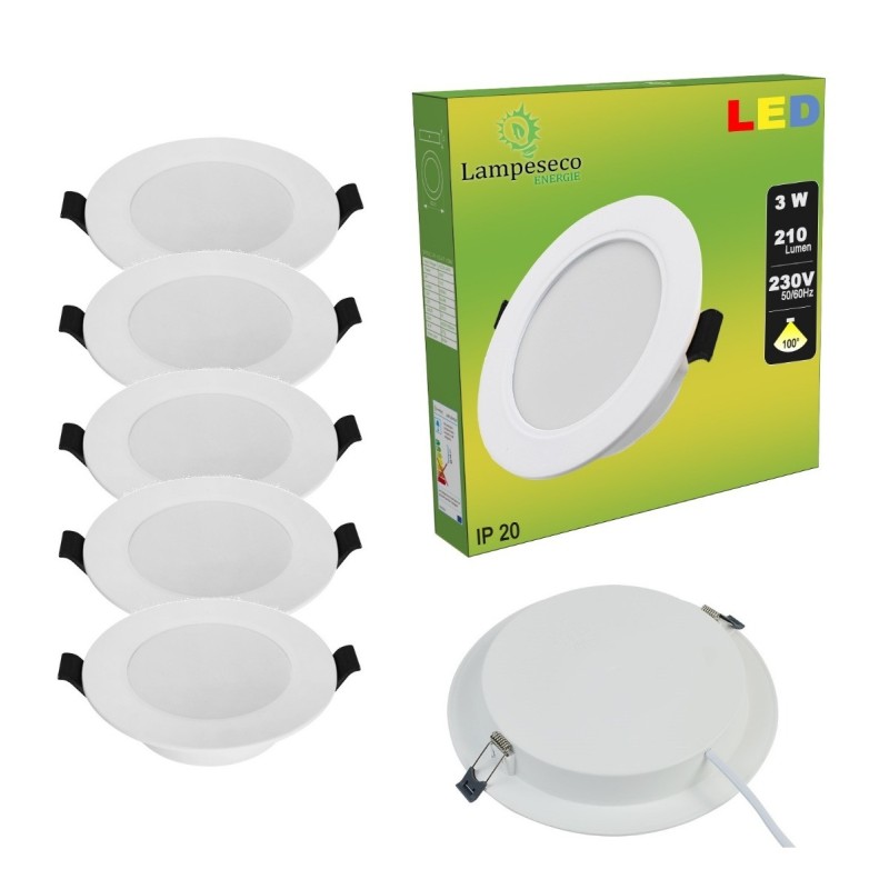 Lot de 10 Spot Encastrable LED Downlight Panel Extra-Plat 3W Blanc Neutre 4200-4500K