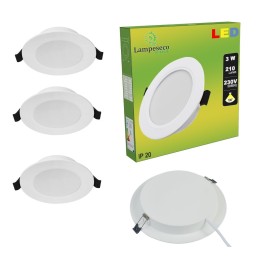 Lot de 3 Spot Encastrable LED Downlight Panel Extra-Plat 3W Blanc Neutre 4200-4500K