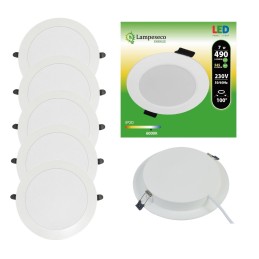 Lot de 5 Spot Encastrable LED Downlight Panel Extra-Plat 7W Blanc Froid 6000K