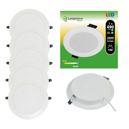 Lot de 5 Spot Encastrable LED Downlight Panel Extra-Plat 7W Blanc Froid 6000K