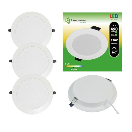 Lot de 3 Spot Encastrable LED Downlight Panel Extra-Plat 7W Blanc Neutre 4200-4500K