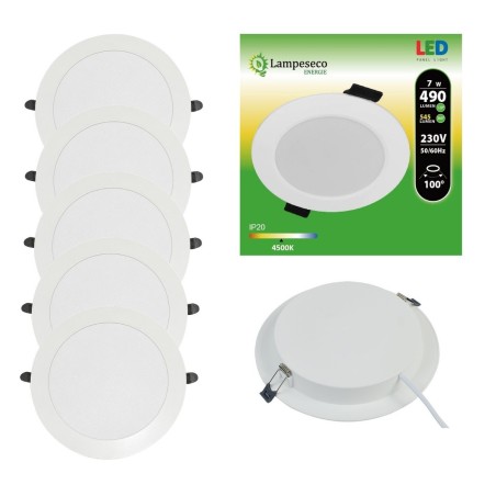 Lot de 5 Spot Encastrable LED Downlight Panel Extra-Plat 7W Blanc Neutre 4200-4500K