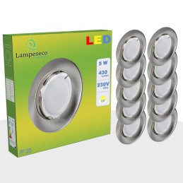 Lot de 40 Spot Led Encastrable Complete Alu Brossé Lumière Blanc Neutre 5W eq.50W ref.787