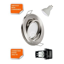 Éclairez votre maison avec style : Lot de 5 spots LED orientables en alu brossé avec ampoules GU10 5W blanc neutre !