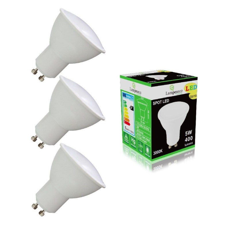 Éclairez votre maison avec le Pack de 3 Ampoules Led GU10 5W - 4000K équivaut à 50W Halogène!