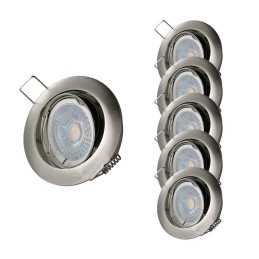 LOT DE 5 SPOT LED RONDE ALU BROSSE 230V COB LED 5W RENDU 50W BLANC FROID