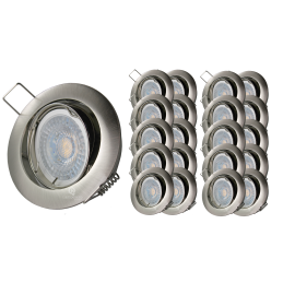 LOT DE 20 SPOT LED RONDE ALU BROSSE 230V COB LED 5W RENDU 50W BLANC FROID