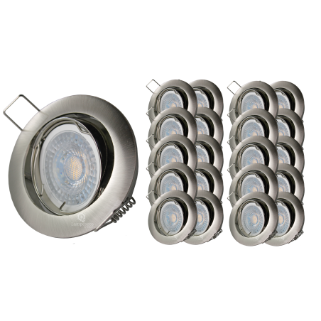 LOT DE 20 SPOT LED RONDE ALU BROSSE 230V COB LED 5W RENDU 50W BLANC FROID