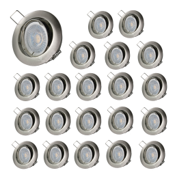 LOT DE 20 SPOT LED RONDE ALU BROSSE 230V COB LED 5W RENDU 50W BLANC CHAUD