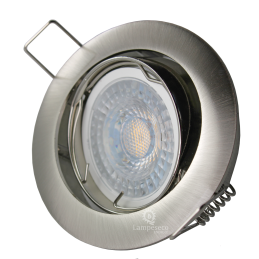 LOT DE 20 SPOT LED RONDE ALU BROSSE 230V COB LED 5W RENDU 50W BLANC CHAUD