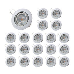 LOT DE 20 Spot led 7w ronde blanc orientable blanc neutre 38° angle