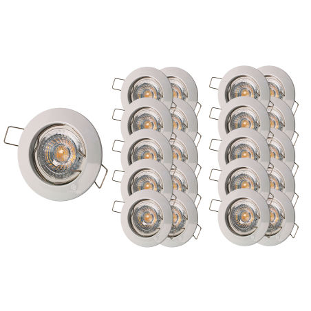 LOT DE 20 SPOT ENCASTRABLE FIXE LED GU10 230V BLANC AVEC COB LED 5W RENDU ENVIRON 50W HALOGENE