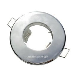 FIXATION SPOT SALLE DE BAIN ETANCHE CHROME POUR AMPOULE HALOGENE OU LED IP44