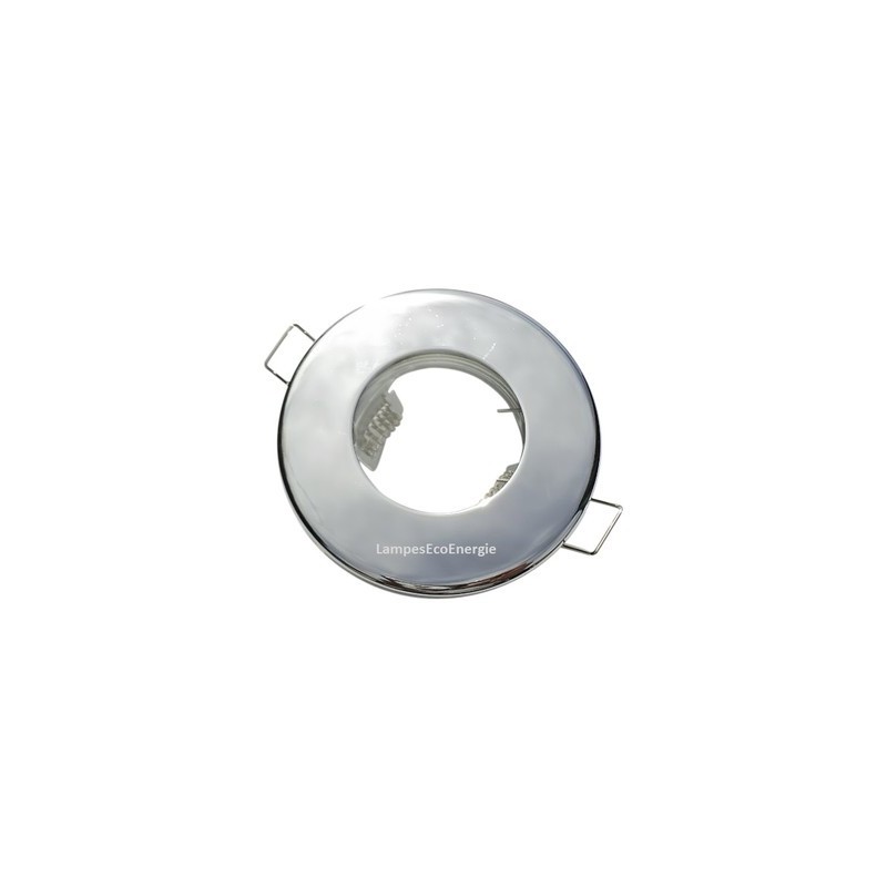 FIXATION SPOT SALLE DE BAIN ETANCHE CHROME POUR AMPOULE HALOGENE OU LED IP44