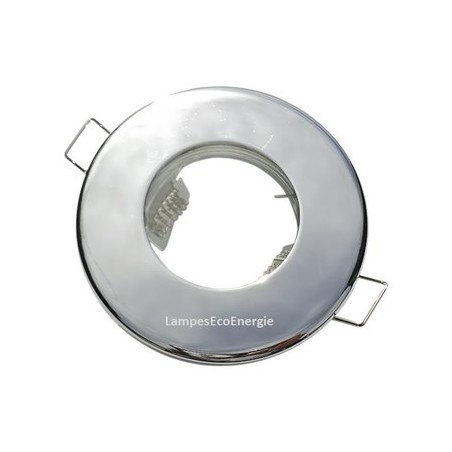 FIXATION SPOT SALLE DE BAIN ETANCHE CHROME POUR AMPOULE HALOGENE OU LED IP44