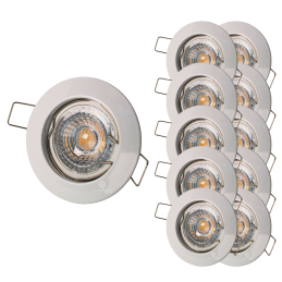 LOT DE 10 SPOT ENCASTRABLE FIXE LED GU10 230V BLANC AVEC COB LED 5W RENDU ENVIRON 50W HALOGENE