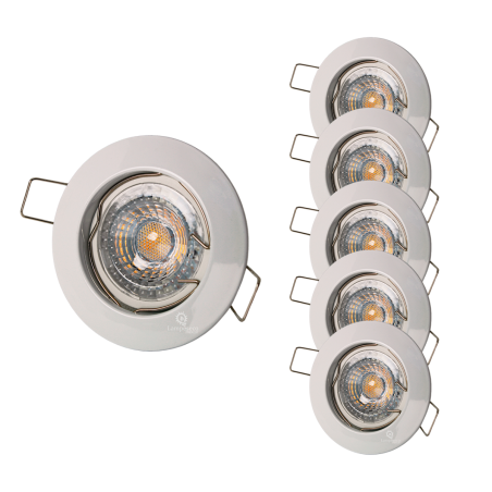 LOT DE 5 SPOT ENCASTRABLE FIXE LED GU10 230V BLANC AVEC COB LED 5W RENDU ENVIRON 50W HALOGENE