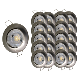 LOT DE 20 SPOT LED FIXE COMPLETE ALU BROSSE AVEC COB LED 5W BLANC FROID