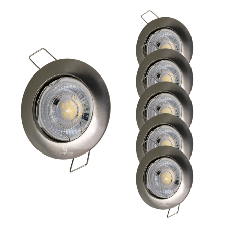 LOT DE 5 SPOT LED FIXE COMPLETE ALU BROSSE AVEC COB LED 5W BLANC FROID