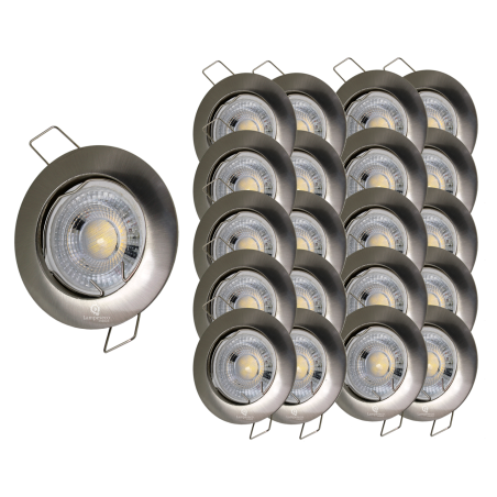 LOT DE 20 SPOT LED FIXE COMPLETE ALU BROSSE AVEC COB LED 5W