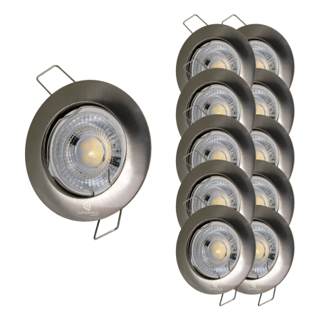 LOT DE 10 SPOT LED FIXE COMPLETE ALU BROSSE AVEC COB LED 5W