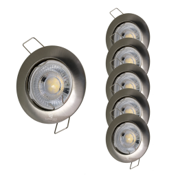 LOT DE 5 SPOT LED FIXE COMPLETE ALU BROSSE AVEC COB LED 5W