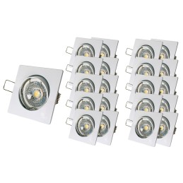 LOT DE 20 SPOT LED CARRE BLANC 230V COB LED 5W RENDU 50W BLANC CHAUD