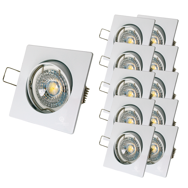 LOT DE 10 SPOT LED CARRE BLANC 230V COB LED 5W RENDU 50W BLANC CHAUD