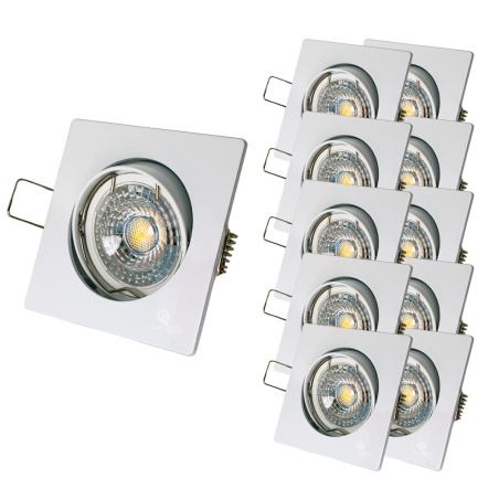 LOT DE 10 SPOT LED CARRE BLANC 230V COB LED 5W RENDU 50W BLANC CHAUD