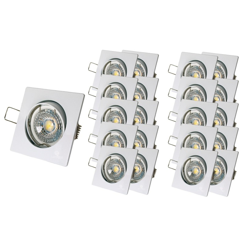 LOT DE 20 SPOT LED CARRE BLANC 230V COB LED 5W RENDU 50W BLANC FROID
