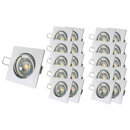 LOT DE 20 SPOT LED CARRE BLANC 230V COB LED 5W RENDU 50W BLANC FROID