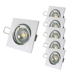 LOT DE 5 SPOT LED CARRE BLANC 230V COB LED 5W RENDU 50W BLANC FROID