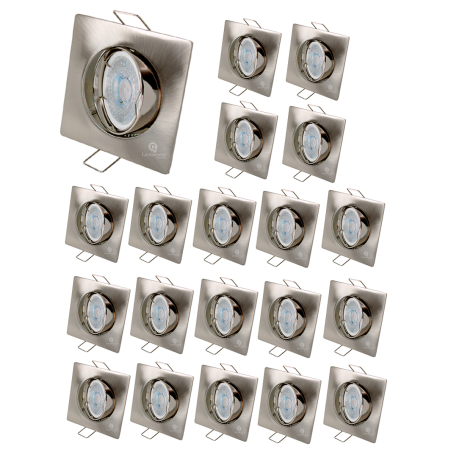 LOT DE 20 SPOT LED CARRE 230V ALU BROSSE COB LED 5W RENDU 50W BLANC CHAUD