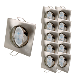 LOT DE 10 SPOT LED CARRE 230V ALU BROSSE COB LED 5W RENDU 50W BLANC FROID