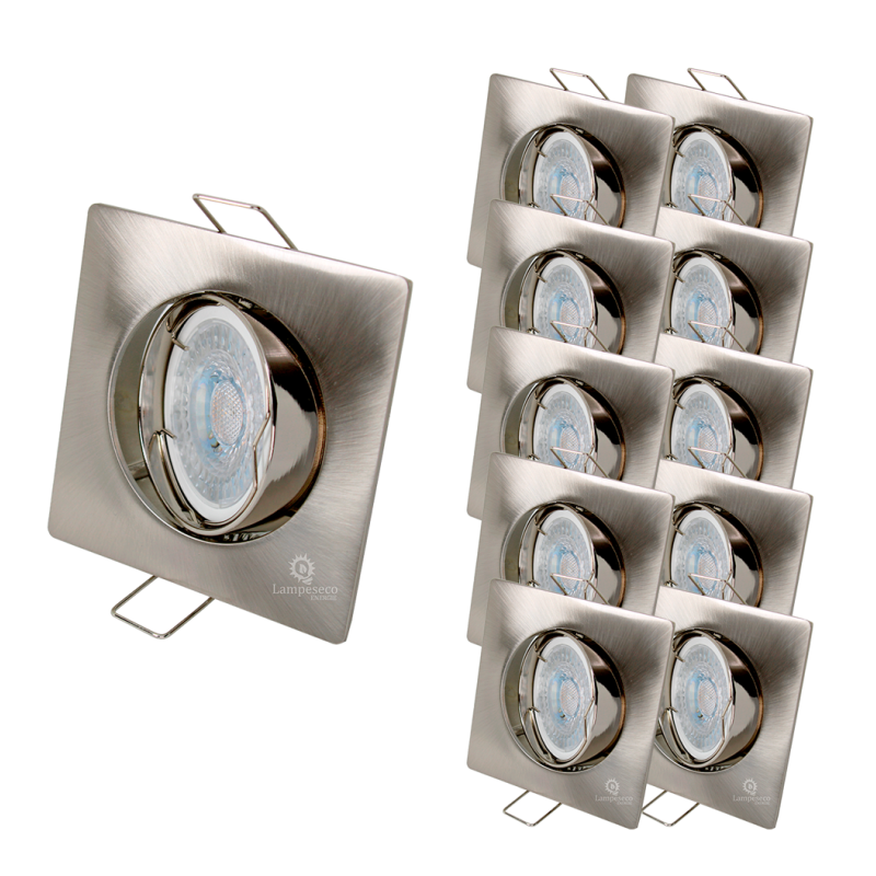 LOT DE 10 SPOT LED CARRE 230V ALU BROSSE COB LED 5W RENDU 50W BLANC FROID