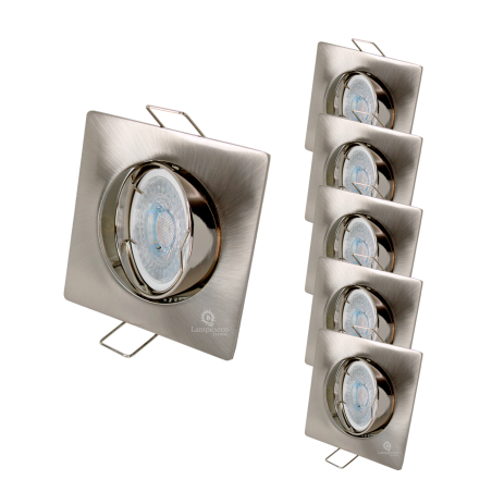 LOT DE 5 SPOT LED CARRE 230V ALU BROSSE COB LED 5W RENDU 50W BLANC NEUTRE
