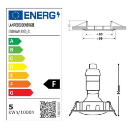 20 Spots encastrables Noir Mat LED 5W - Lumière Blanc Neutre 4000K