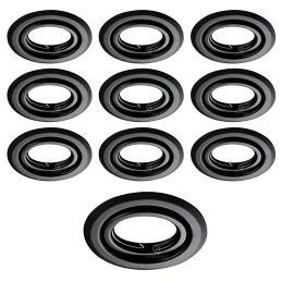 10 Spots encastrables orientables LED GU10 5W Noir Mat - Blanc neutre 4000K