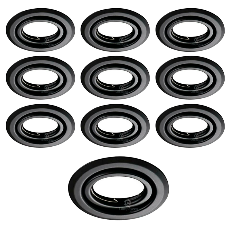 10 Spots encastrables orientables LED GU10 5W Noir Mat - Blanc neutre 4000K