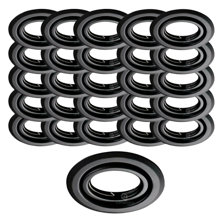 Lot de 100 Spots encastrables orientables Noir Mat avec GU10 LED de 5W eqv. 50W Blanc Chaud 3000K