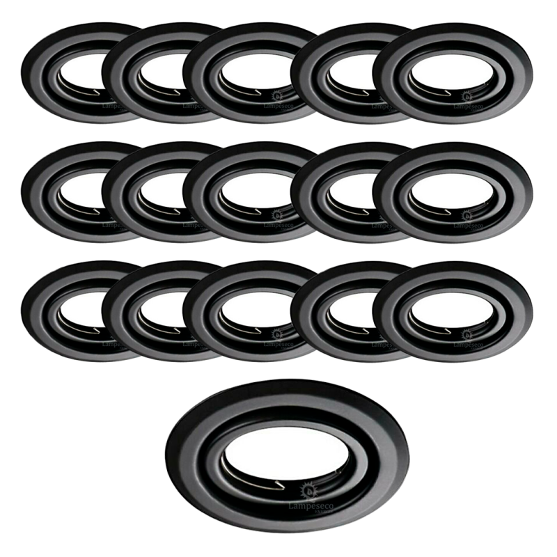 Lot de 15 Spots encastrables orientables Noir Mat avec GU10 LED de 5W eqv. 50W Blanc Chaud 3000K