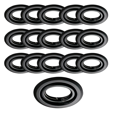 Lot de 15 Spots encastrables orientables Noir Mat avec GU10 LED de 5W eqv. 50W Blanc Chaud 3000K