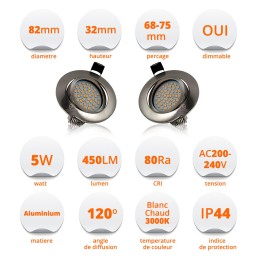 Éclairage de salle de bain ultra-mince - 15 LEDs blanc chaud 3000K!