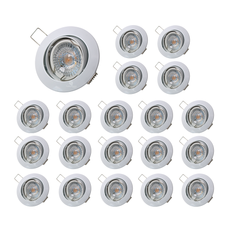 Lot de 20 Spot led ronde blanc orientable 38° blanc chaud