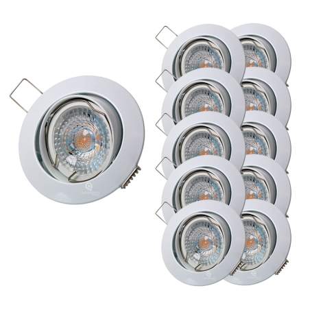 LOT DE 10 SPOT LED RONDE BLANC 230V COB LED 5W RENDU 50W BLANC CHAUD