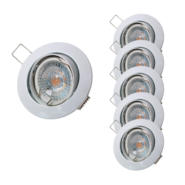 LOT DE 5 SPOT LED RONDE BLANC 230V COB LED 5W RENDU 50W BLANC CHAUD
