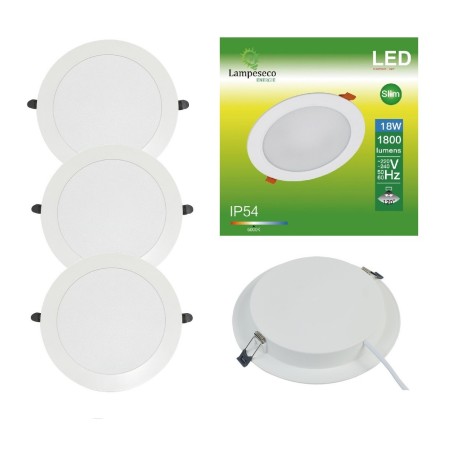 Lot de 3 Spot Encastrable LED Downlight Panel Extra-Plat 18W Blanc Froid 6000K